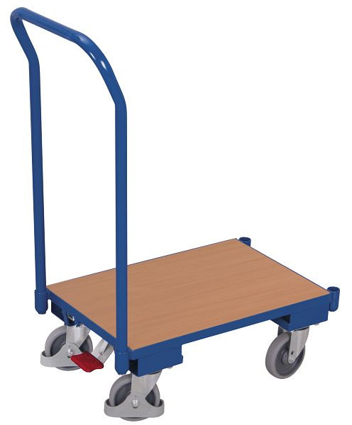 VARIOfit Euro-System-Roller mit Boden und Schiebebügel, Ladefläche: 610 x 415 mm, RAL 5010 enzianblau, Ladehöhe: 235 mm, sw-410.079
