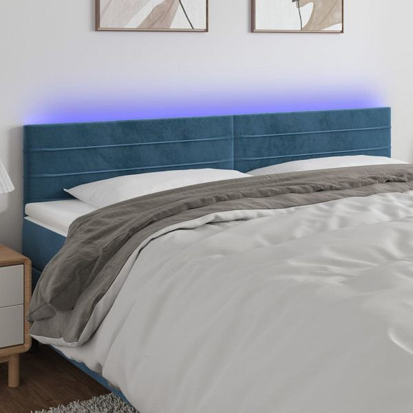 vidaXL LED Kopfteil Dunkelblau 200x5x78/88 cm Samt, 3121822