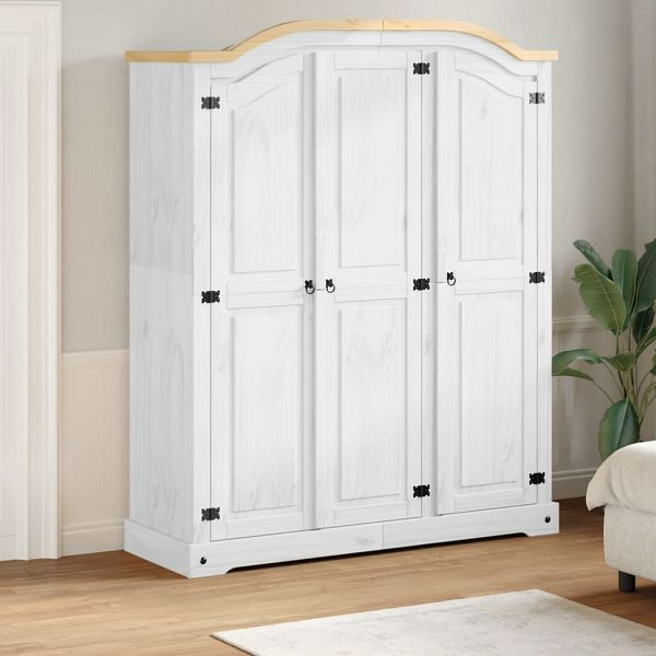 vidaXL Kleiderschrank Corona Weiß 151,5x52x186 cm Massivholz Kiefer, 4012159