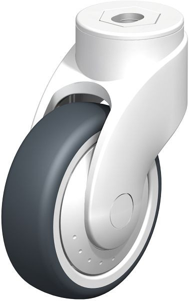 Blickle LWK-TPA 101K-FK Kunststoff-Lenkrolle WAVE mit Rückenloch, Thermoplastisches Gummi-Elastomer, Grau, 744022