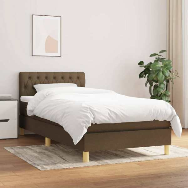 vidaXL Boxspringbett mit Matratze Dunkelbraun 80x200 cm Stoff, 3140812