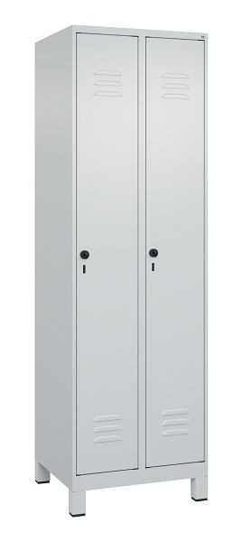 C+P Mehrzweckschrank Classic PLUS, Füße, 2 Abteile, 1950x600x500mm, 7035/7035, Drehriegel, Türen rechts angeschlagen, 080010-20B S10009