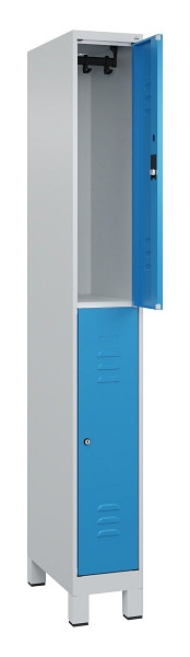 C+P Doppelstock-Spind Classic PLUS, Füße, 1 Abteil, 1950x250x500mm, 7035/5012, 080310-19 S10019