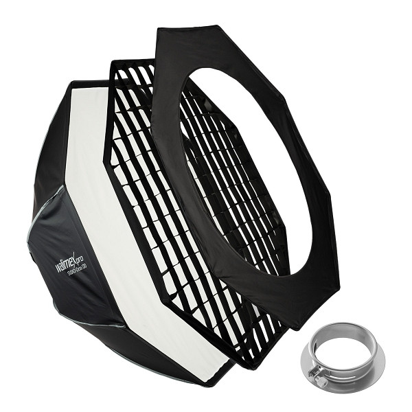 Walimex pro Studio Softbox Octagon 120cm + Softboxadapter für Profoto (Außendurchmesser: 15,2 cm), um 360° drehbar, Maske, 1023479
