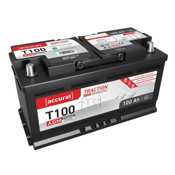 Accurat Traction T100 AGM DIN Versorgungsbatterie 12V 100Ah, VBB-AGM-T100