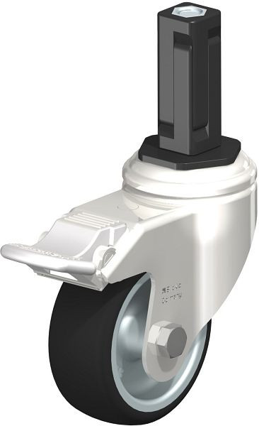 Blickle LKRXA-PATH 80G-11-FI-EXV13 Edelstahl-Apparate-Lenkrolle mit Expander & Feststeller, Thermoplastisches Polyurethan, Grau, 853391