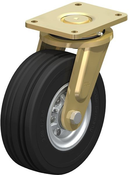 Blickle LS-VLE 252K Stahlgeschweißte Schwerlast-Lenkrolle, schwere Drehkranz-Ausführung, Super-Elastik-Vollgummi, Schwarz, 755066