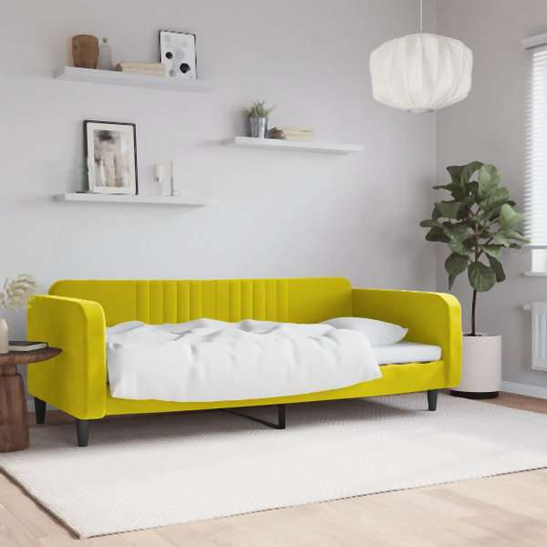 vidaXL Tagesbett Gelb 100x200 cm Samt, Massivholz, 354098