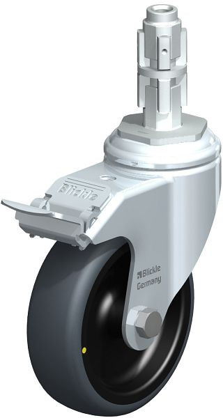 Blickle LKRA-TPA 101G-11-FI-ELS-E13 Apparate-Lenkrolle mit Expander & Feststeller, Thermoplastisches Gummi-Elastomer, Grau, 744549
