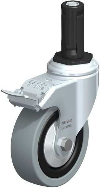 Blickle LKRA-VPA 101K-11-FI-FA-ER13 Apparate-Lenkrolle mit Expander & Feststeller, Vollgummi, Grau, 848212