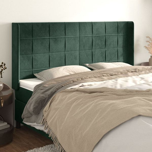 vidaXL Kopfteil mit Ohren Dunkelgrün 183x16x118/128 cm Samt, 3119643