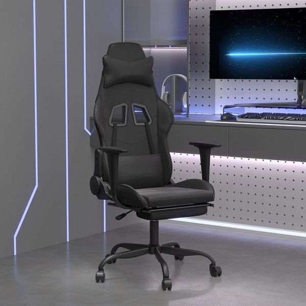 vidaXL Gaming-Stuhl mit Fußstütze Schwarz Kunstleder, 3143661