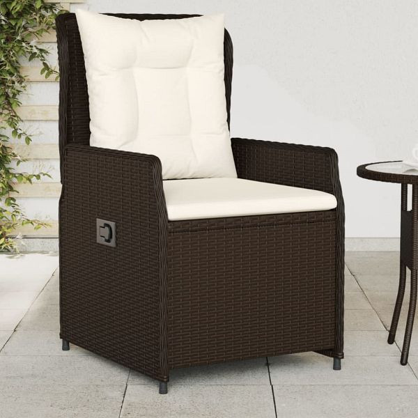 vidaXL Gartensessel 2 Stück Verstellbar Braun Poly Rattan, 368653