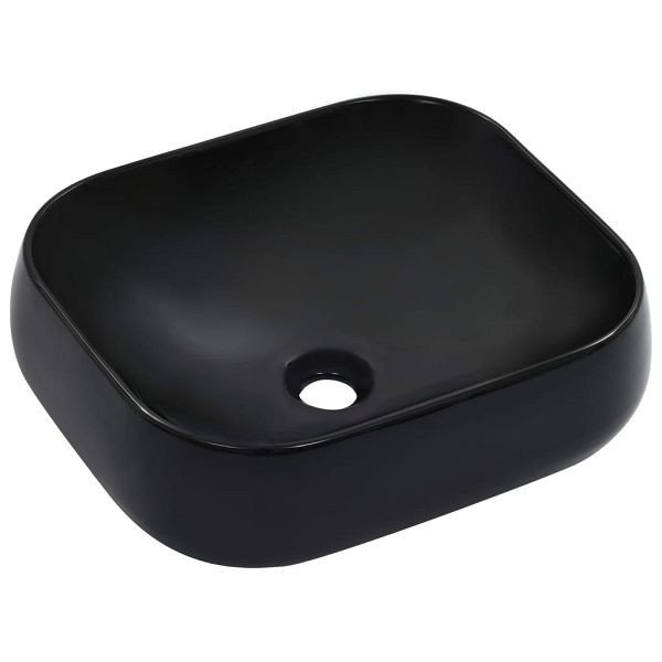 vidaXL Waschbecken 44,5 x 39,5 x 14,5 cm Keramik Schwarz, 143906
