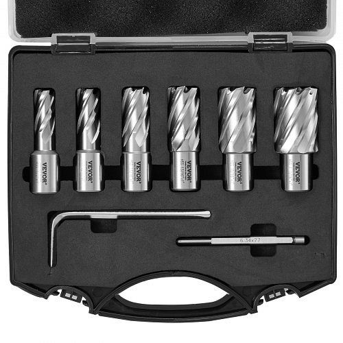 VEVOR Kronenbohrer-Set Metall 6 tlg. 1/2, 9/16, 11/16, 13/16, 15/16, 1-1/16 Zoll 25,4 mm Schnitttiefe, aus M2AL-Schnellarbeitsstahl, GSGTZYC6J100O3DW2V0