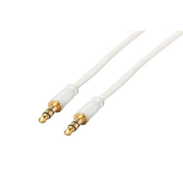 S-Conn Super Slim Klinkenkabel, 3,5mm Stereo Mini-Stecker auf 3,5mm Stereo Mini-Stecker, vergoldete Kontakte, 3 Pin, Rundkabel, weiß, 0,6m, 33981-0.6W