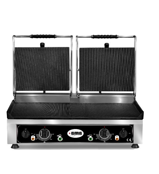 GMG Doppel-Kontaktgrill - Oben & unten Gerillt - mit Grillplatten aus Gusseisen, Fettauffangschale und Temperaturregelung 50° - 300° C, KG4060DE