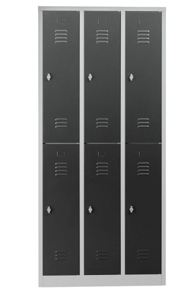 Gürkan Garderobenschrank, 50 x 90 x 195 cm, Lichtgrau, Anthrazit, Vorhangschloss, WRC.6(3.2).19590, 110911