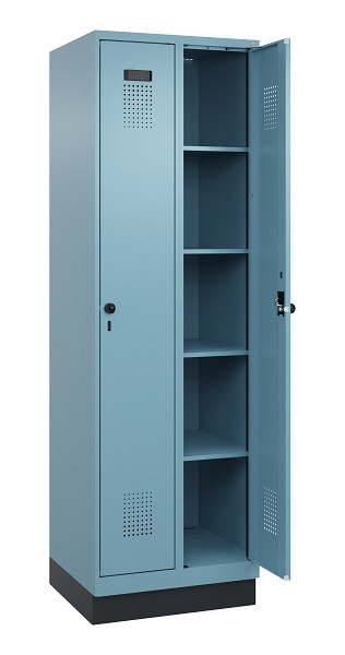 C+P Wäsche-Spind Evolo PLUS, mit Sockel, 2 Abteile, 1950x600x500mm, 0010/0010, Verschluss Drehriegel, Ablageböden 8, 049020-20B S10021