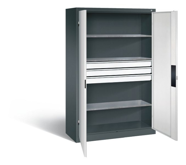 C+P Werkzeugschrank Acurado, H1950xB1200xT500mm, Farbe: Anthrazitgrau / Lichtgrau, Muldengriff, 8931-5230 S10166