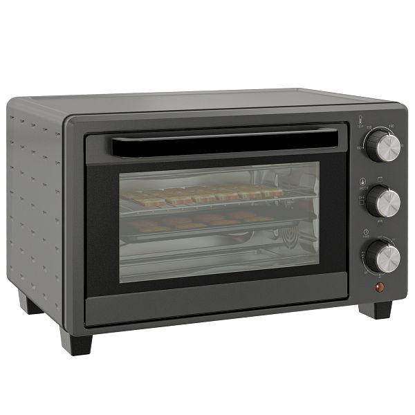 HOMCOM Minibackofen, 21 L Toasterofen mit 1 Drahtgestell und 1 Backblech, 3 Kochmodi, 100 °C-230 °C, Edelstahl, Glas, Grau, 800-085V90GY