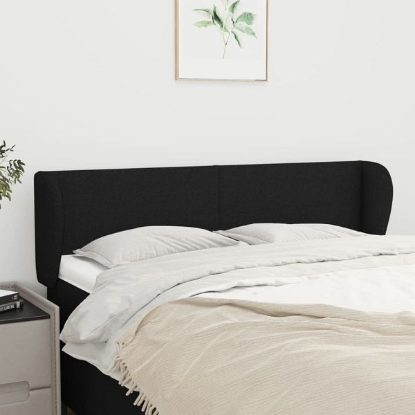 vidaXL Kopfteil mit Ohren Schwarz 147x23x78/88 cm Stoff, 3116864