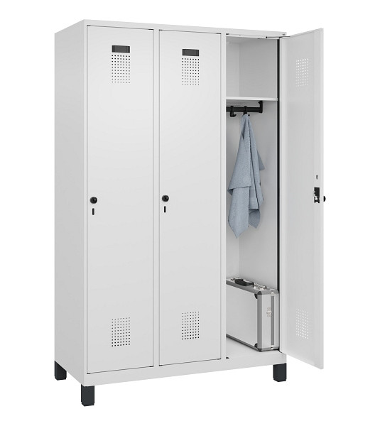 C+P Spind Evolo PLUS, mit Füßen, 3 Abteile, 1950x1200x500mm, 9016/9016, Verschluss Drehriegel, Ablageböden 3, 049010-32 S10020