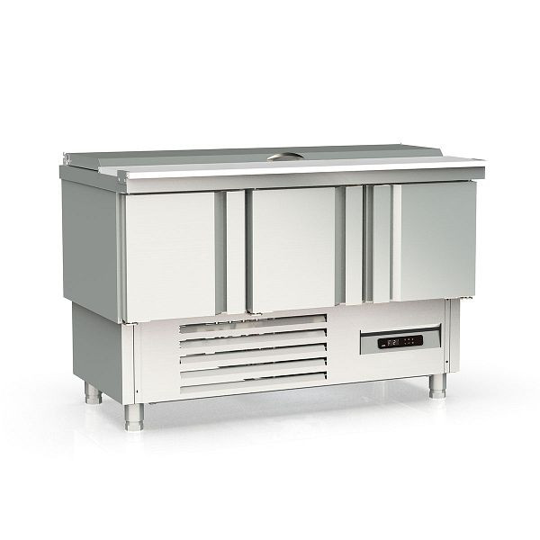 Vaiotec TOPLINE Saladette 700 / 3-fach mit Türen, Edelstahldeckel, GN 1/6 & 1/9, Breite: 1375 mm, 11600