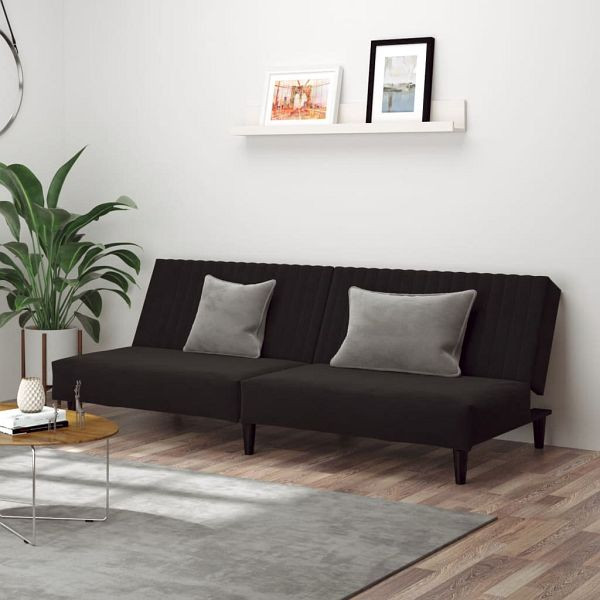 vidaXL Schlafsofa 2-Sitzer Schwarz Samt, 375932, 8721012380837