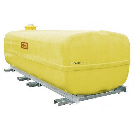 Cemo Fass kofferförmig 8.000 l, Dom 420 vorne, mit Schwallwänden und Stahlkufen, 11325