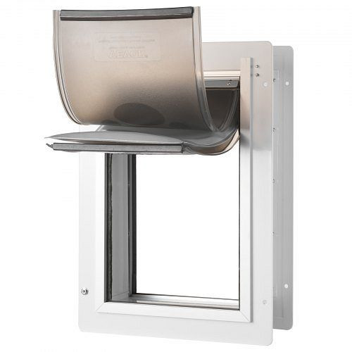 VEVOR Hundeklappe Metallrahmen mit Schloss & 3-Klappen-System 236 x 335 mm, wetterfest für Katzen & Hunde (Weiß-S), QSCWMSMTZ3P0LV4GIV0