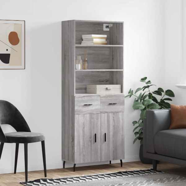 vidaXL Highboard Grau Sonoma 69,5x34x180 cm Holzwerkstoff, 3200535