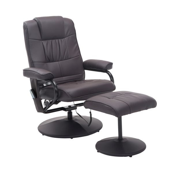 HOMCOM Massagesessel mit Hocker, Relaxsessel mit Liegefunktion, Massagefunktion, 700-037V01BN