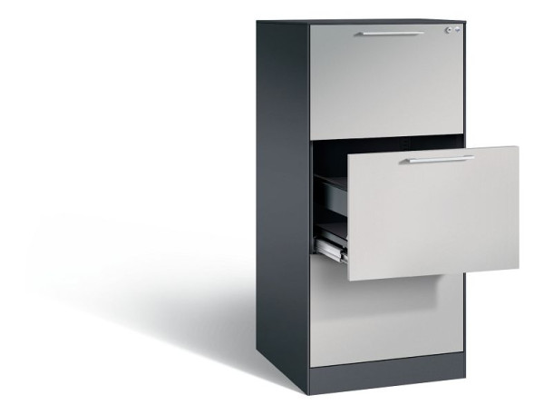 C+P Hängeregistraturschrank Asisto, H1310xB562xT600mm, Farbe: Schwarzgrau / Weißaluminium, Bügelgriff, 146224-301 S10081