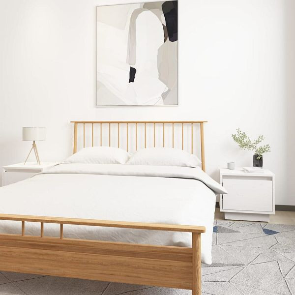 vidaXL Nachttische 2 Stück Weiß 35x34x32 cm Massivholz Kiefer, 813398