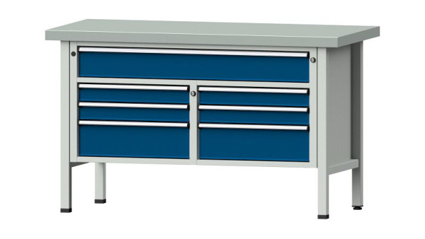 ANKE Werkbänke Kastenwerkbank, Modell 258 V, 1500 x 700 x 900 mm, RAL 7035/5010, ZBP 50 mm, 304.143
