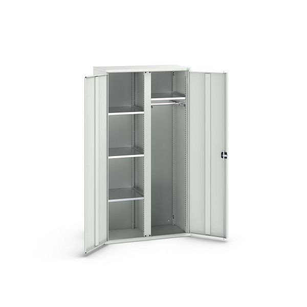 bott verso Flügeltürschrank, mit 4 Fachböden und 1 Kleiderstange, BxTxH: 1050 x550 x 2000 mm, Lichtgrau / Lichtgrau, 16926579.16