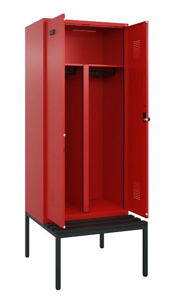 C+P PSA Doppel-Spind Evolo PLUS, Bank, 2 Abteile, 2120x800x815mm, 3020/3020, Drehriegel, Sitzfläche Kunststoff, Sitzbank, 0490527-22P S10079