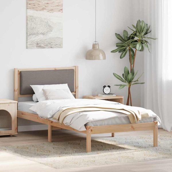 vidaXL Bettrahmen mit Kopfteil Taupe 90 x 190 cm Massives Kiefernholz, 878157