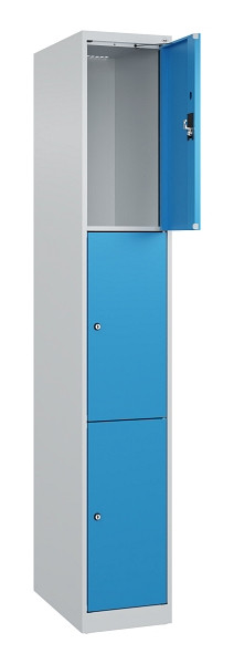 C+P Schließfachschrank Evolo PLUS, 3 Fächer, 1850x300x500mm, 7035/5012, 049000-103 S10007