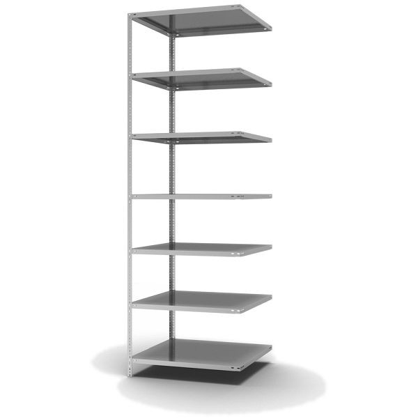 hofe Fachboden-Anbauregal, 3000x800x1000 mm, 7 Fachebenen, verzinkt, 200 kg Fachlast, 1400 kg Feldlast, zweiseitige Bedienung, WZA30810M