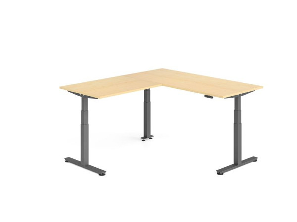 Hammerbacher Sitz-Steh-Winkeltisch 200x180cm Ahorn/Graphit, VXDSMW1912/3/G