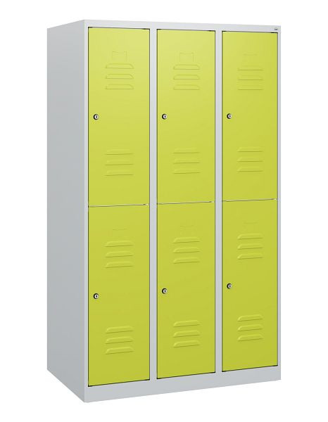 C+P Doppelstöckiger Spind Classic PLUS, 3 Abteile, 1530x900x500mm, 7035/0024, Zylinderschlösser, 0803005-30 S10030