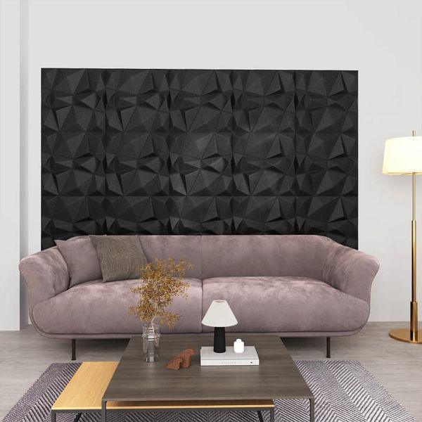 vidaXL 3D-Wandpaneele 24 Stk. 50x50 cm Diamant Schwarz 6 m², 150915