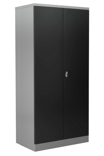 Gürkan Flügeltürenschrank, 50 x 92 x 195 cm, Lichtgrau, Anthrazit, Verstärkte Fachboden Stück 4, FLC.195/N, 109749