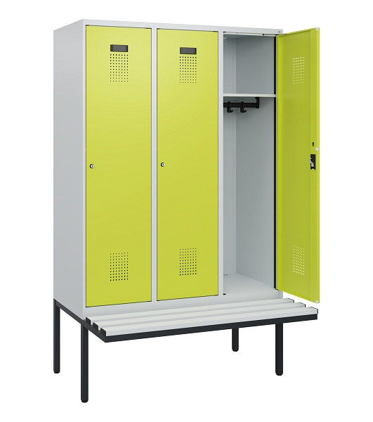 C+P Spind Evolo PLUS, 3 Abteile, 1950x1200x815mm, 7035/0024, Zylinderschloss, Material Sitzfläche Kunststoff, 0490405-32 S10096
