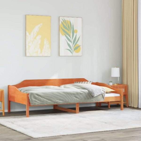 vidaXL Massivholzbett ohne Matratze Wachsbraun 90x200 Kiefernholz, 850916