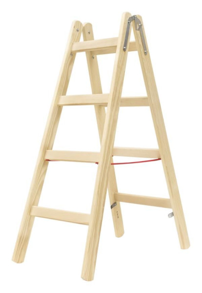 HYMER Holz-Sprossenstehleiter, beidseitig begehbar, 2x4 Sprossen, Länge 1,24 m, 7141008