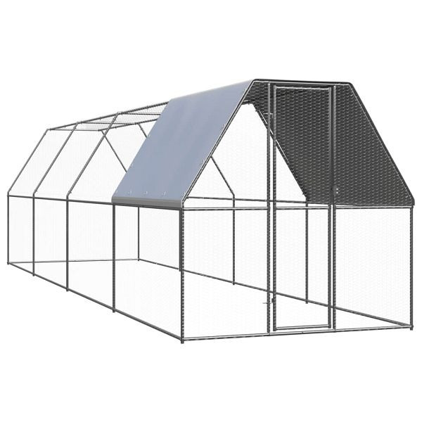 vidaXL Outdoor-Hühnerkäfig 2x8x2 m Verzinkter Stahl, 3089321