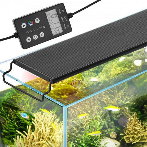 VEVOR Aquariumlicht 18W, Vollspektrum mit 24/7-Naturmodus, Einstellbarer Helligkeit & Timer, Alugehäuse, Halterungen 46-61 cm, SSSSZXD1824Y2WVCPV2